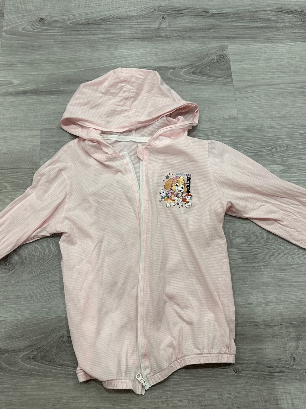 Girls' Pink Hooded Zip Front Top with Character Patch